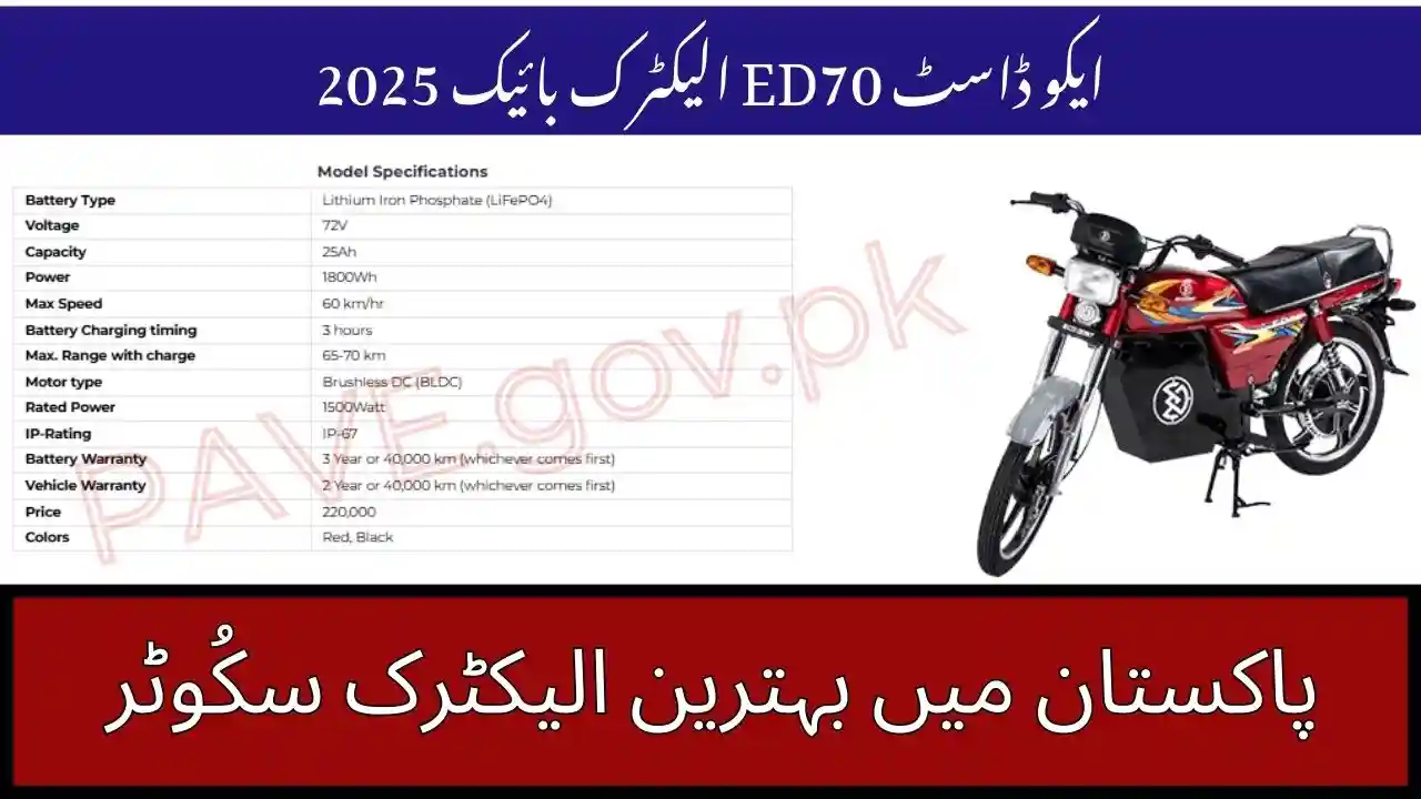 ECODOST ED70 Electric Bike 2025 in Pakistan – Price, Specs & Features 1 ECODOST ED70 Electric Bike 2025