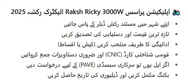 Raksh Ricky 3000W Electric Rickshaw Price in Pakistan 2025 Features & Specs 2 Raksh Ricky 3000W Electric Rickshaw 2025