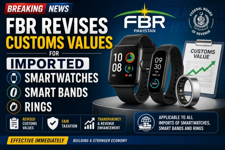 FBR Revises Customs Values for Imported Smartwatches, Smart Bands, and Rings