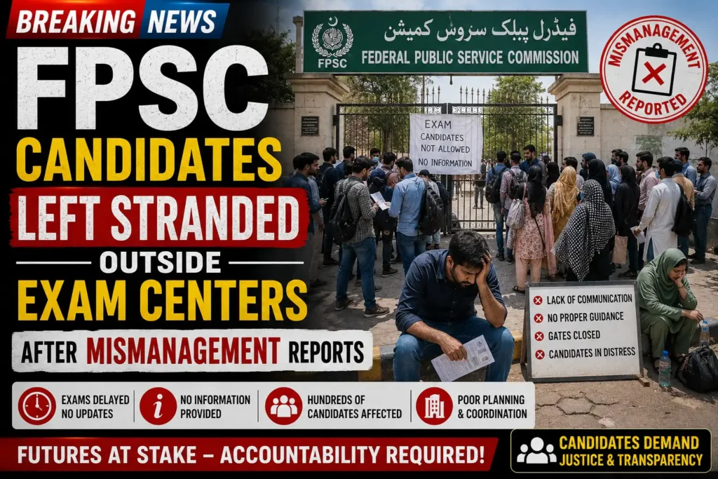 FPSC Candidates Left Stranded Outside Exam Centers After Mismanagement Reports