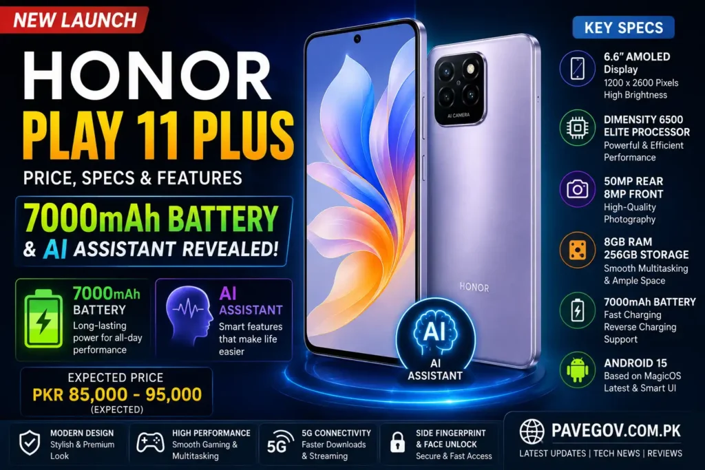 Honor Play 11 Plus Price, Specs & Features – 7000mAh Battery and AI Assistant Revealed