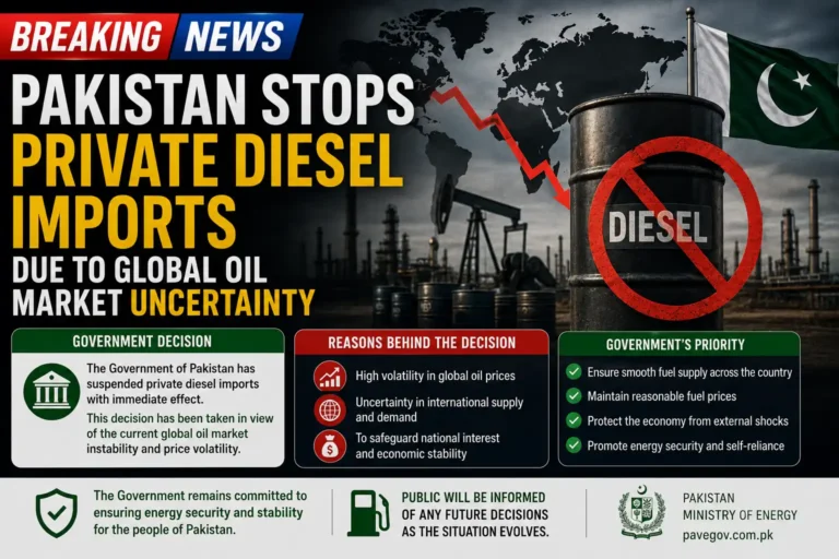 Pakistan Stops Private Diesel Imports Due to Global Oil Market Uncertainty