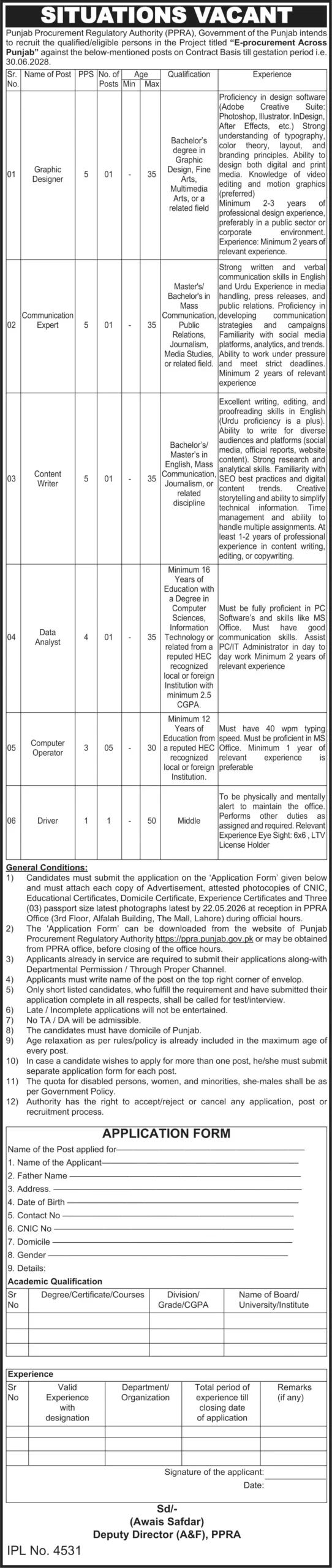 Punjab Procurement Regulatory Authority PPRA Jobs 2026 Apply Online