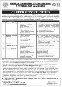 Mehran University of Engineering and Technology Jobs 2026 Apply Online