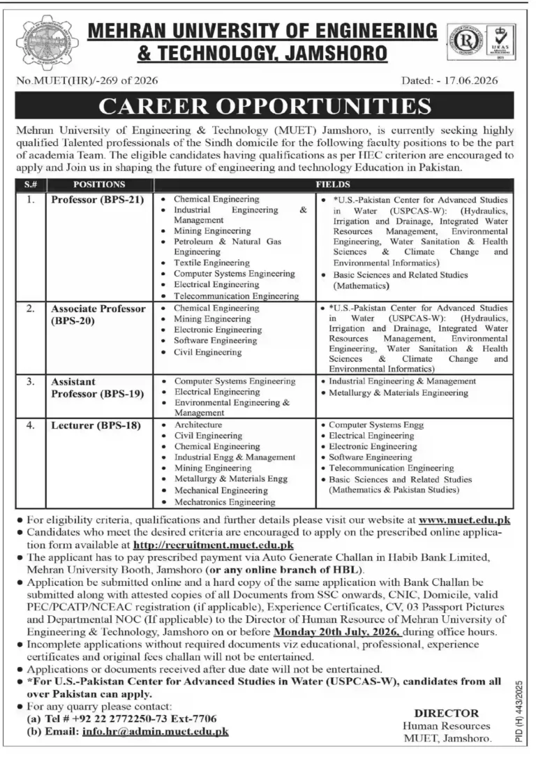 Mehran University of Engineering and Technology Jobs 2026 Apply Online 3 Mehran University of Engineering and Technology Jobs 2026 Apply Online