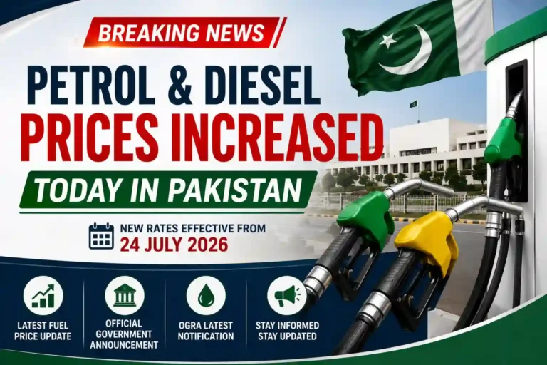 Petrol & Diesel Prices Increased Today in Pakistan – New Rates Effective 24 July 2026 2 Petrol & Diesel Prices Increased Today in Pakistan